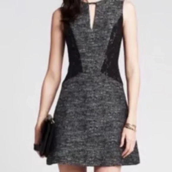 Banana Republic Dress Women’s s Fit & Flare Tweed Cocktail Sleeveless Whimsigoth - Picture 1 of 6
